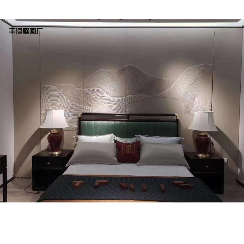 定制酒店工程皮革浮雕硬包背景墙简约现代客厅沙发3D立体皮雕软包