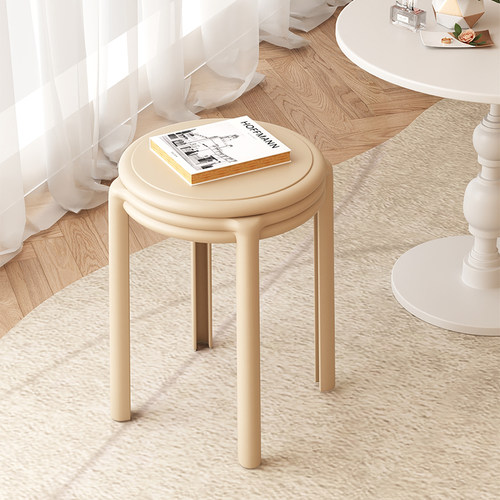 家用塑料高圆凳子现代可叠放板凳简约客厅餐厅椅子备用加厚胶凳子