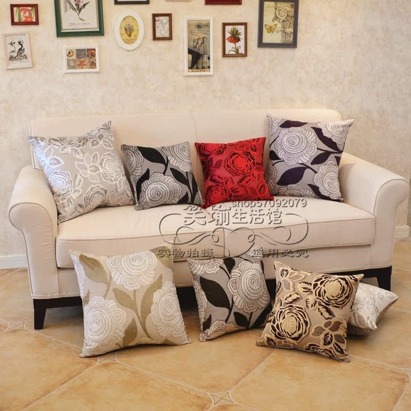 超柔割绒玫瑰花卉沙发抱枕靠垫 飘窗床头书房办公室会所靠枕腰靠