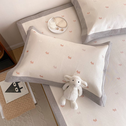 高档提花冰丝凉席床笠款1.8米床三件套夏季可机洗水洗折叠1.5米床