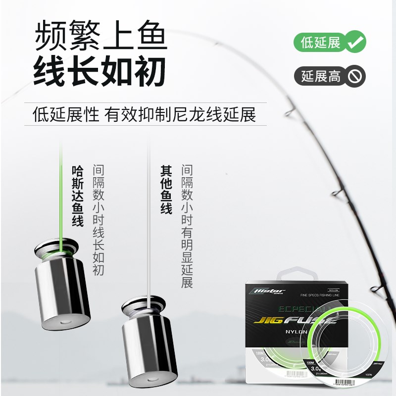 哈斯达尼龙线鱼线路亚主线子线强拉力低延展耐磨路亚远投渔线