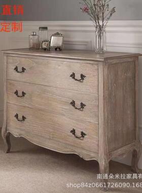 美YSJ式乡村复古旧实木雕花床卧家室收具组合纳做组合轻奢实木双