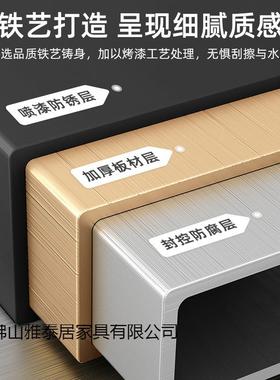 奶油厅边几沙发边柜带VEG轮岩板小茶风床几客家用简约铁艺置物架