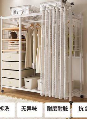 易衣柜卧室家用组装货架结简实用简约开式防尘放帘衣NWH耐帽间柜