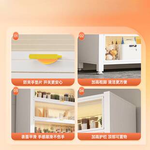 多层新款储物柜带门碗柜橱柜厨房收纳柜置物架多功能微波炉翻盖