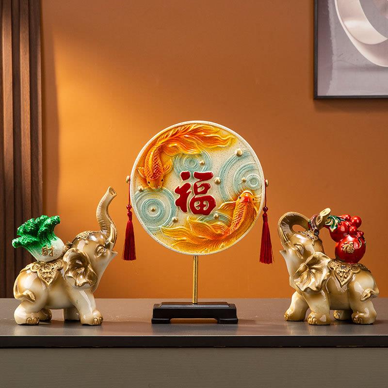 新招财鹿年年居有余摆件客厅饰玄关ODE电视柜中式装饰品家居品新