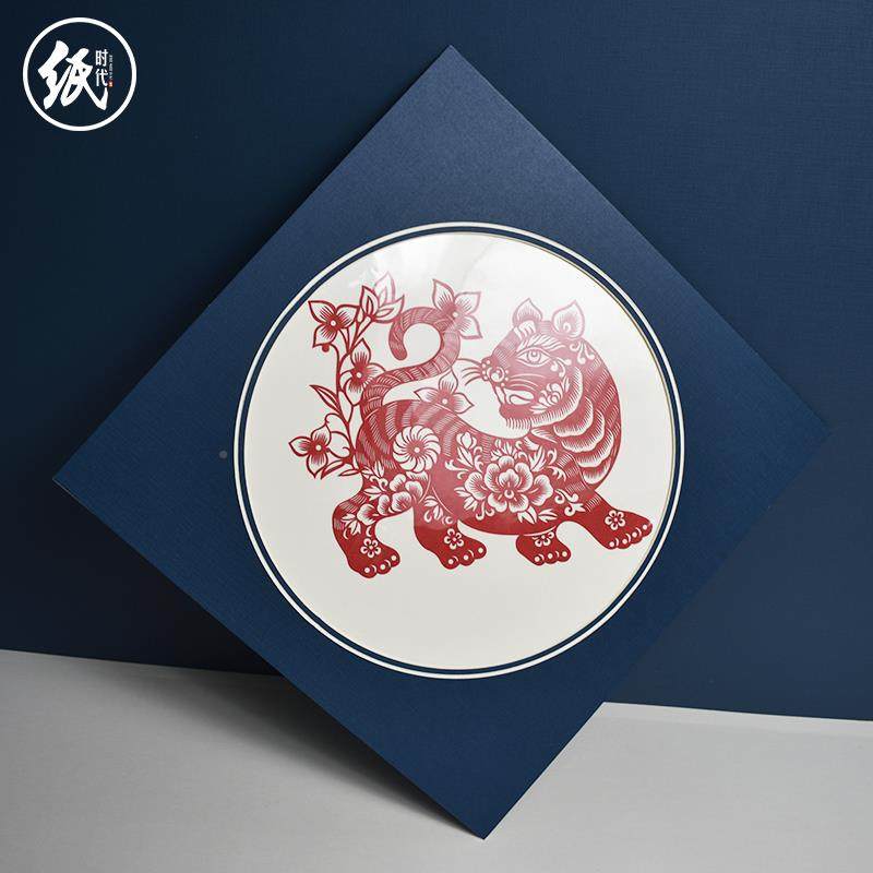 。剪纸作品卡纸相EAH儿童小学刻生纸窗花装裱纸框喜字简易框画