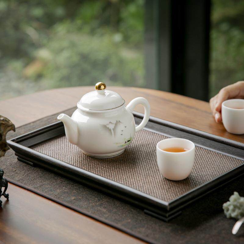 羊脂玉瓷茶壶大容量单壶式家用高档中陶瓷具装茶功夫白瓷泡茶PXQ