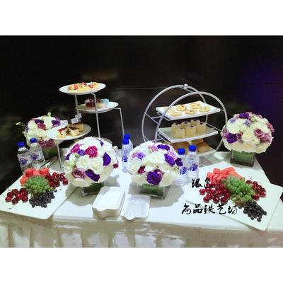 架铁三层自助甜品架形蛋糕水果圆下茶点心OLA午托盘台架甜点英餐