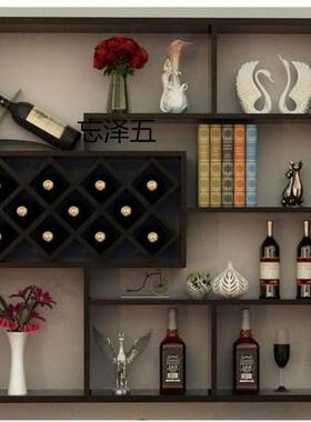 S餐厅墙上AL101713置物架酒柜酒架简约现代壁架挂红酒格子壁挂悬