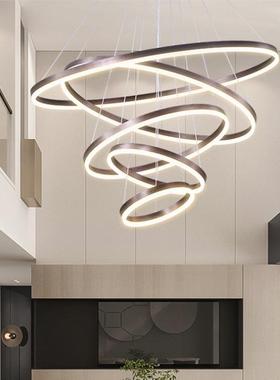 别墅空客中厅式楼梯大吊灯具现代简挑约复轻奢跃层挑高楼SLL楼大