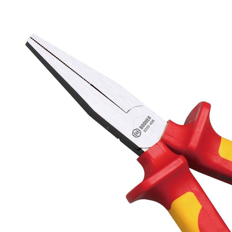 宝扁合工具双D色绝缘扁嘴HCS钳VE耐压1000V工钳口钳电子6英寸