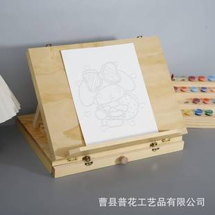 手提生木质画画工具箱箱322桌面画架写油画国素描便携美术画工具