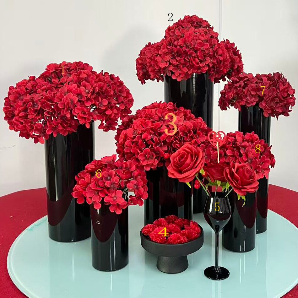 蛇年新年仿真花套装 3/5/8 件套红金绣球玫瑰 灵蛇献瑞年宵花福桶