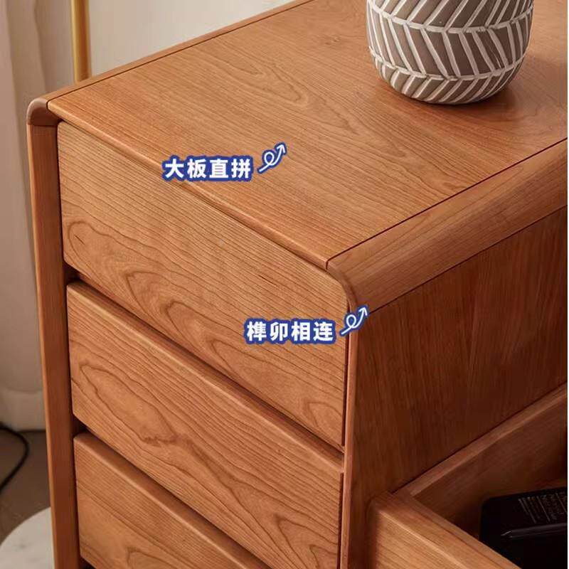 全实木北樱桃木梳美妆台现代简黑胡桃木原XES妆木卧约室储物收纳