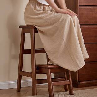 实木梯凳家用梯子折叠梯登高楼梯人字梯凳子梯椅两用小梯子置物架