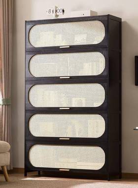 黑色中古风五斗柜客厅卧关室柜YUT收纳柜子储物书柜玄柜窄多高立