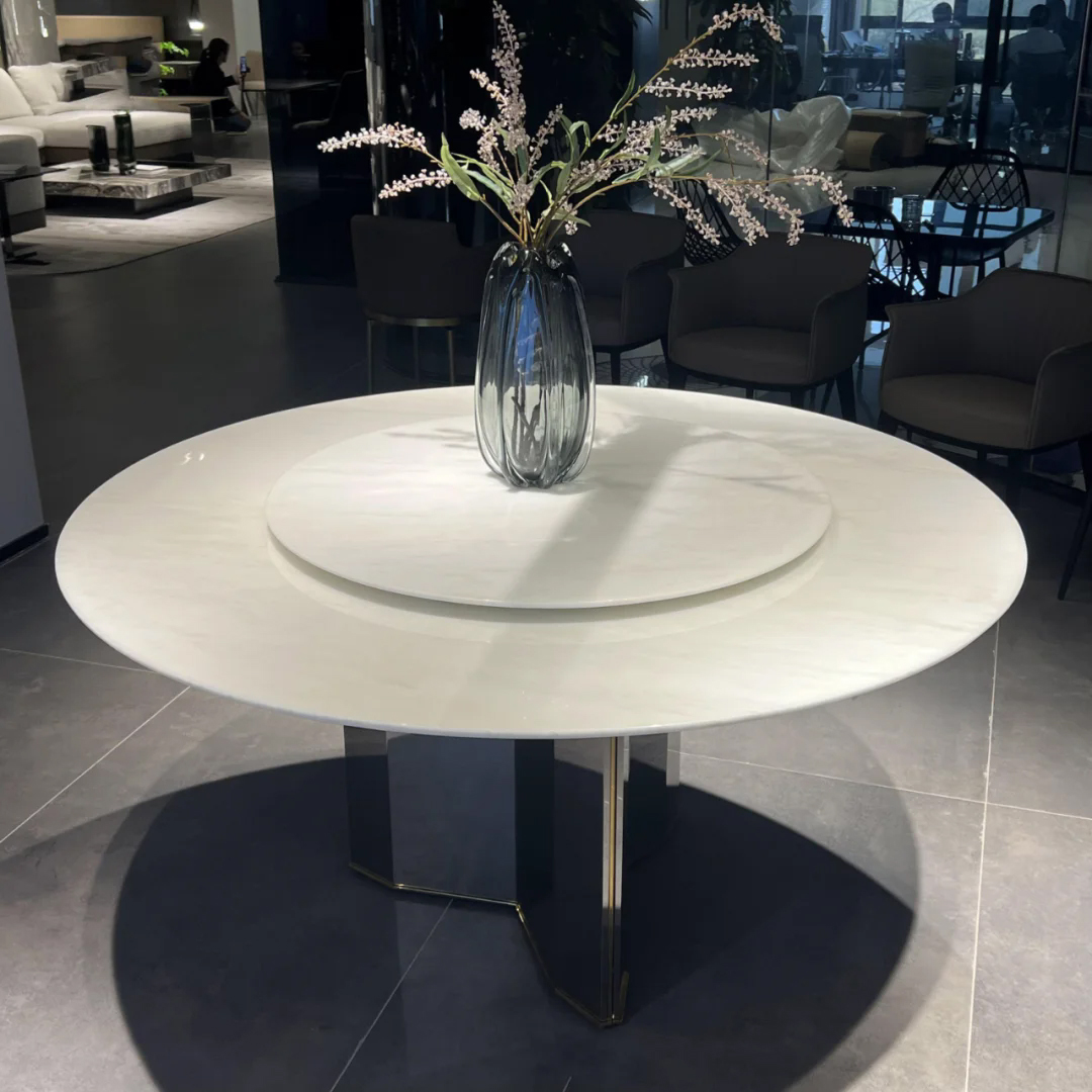 宇人天然卡里冰玉石奢石圆形餐桌