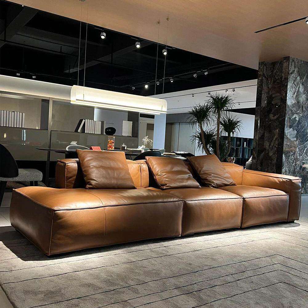 豆腐块模块自由组合真皮意式极简客厅直排沙发头层牛皮