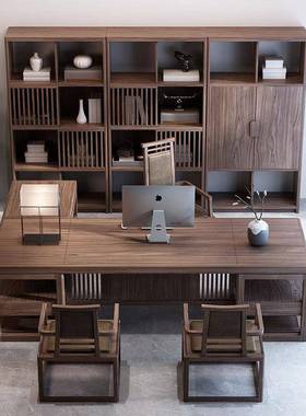 新中式办公实桌96889椅组合木老板桌简大总裁桌大班台约办公室家