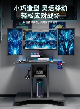 实木户电脑桌小型家竞用台式电桌床简约现RGD代小型卧室边移动小