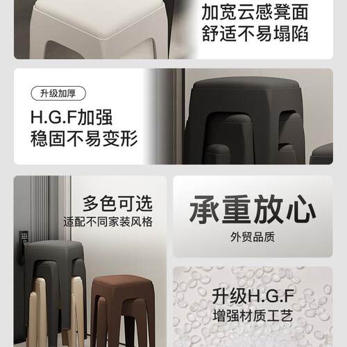 塑料凳子可桌叠放加厚家用软F976S965包代现简约凳餐备用加座商用
