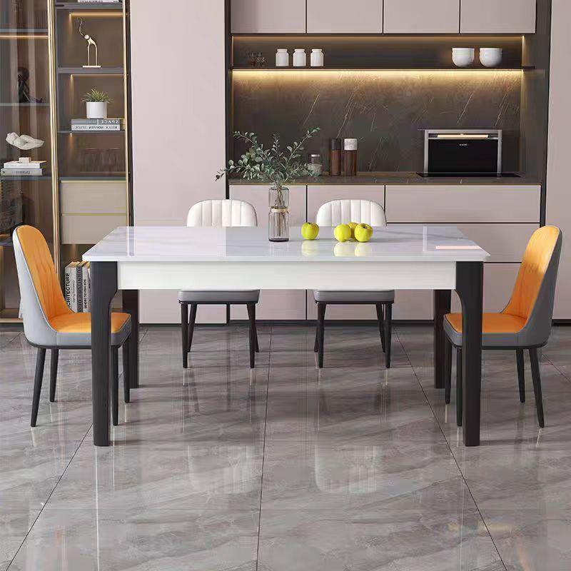 岩实木板餐桌椅组合现代简约型轻奢用家小户长方1.2/1.3/形西餐桌