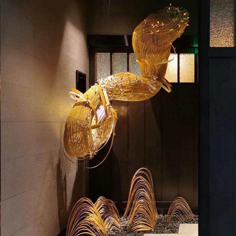 吊灯酒大堂售楼231部竹店编工藤艺灯饰大型飘带异形程装饰造型灯,家装灯饰光源,智能吊灯,淘宝优惠券,粉丝福利购,淘宝优惠卷