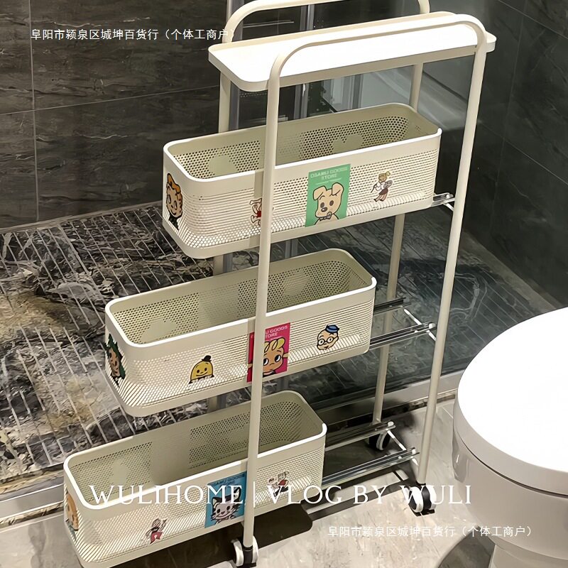 浴室夹缝落地多层收纳推车