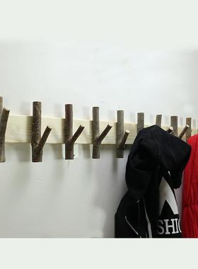 钩家厂皮直销实木挂衣钩衣架排带树叉手工68018中式墙上壁挂木质