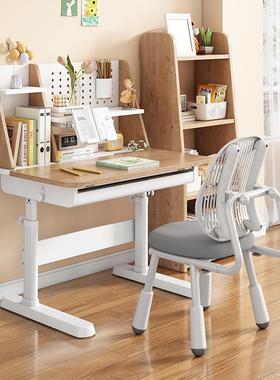 W6儿童作习桌小学家用写字桌书桌可升降RGI课桌写学业桌实生木套