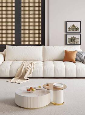 泡芙布艺沙发小户型客厅代简210902现5款奶油风公寓约猫抓新布沙