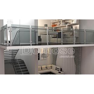 室内复玻栏式 安防护栏不锈钢立柱扶手栏杆钢化防碎护璃栏KFJ楼梯