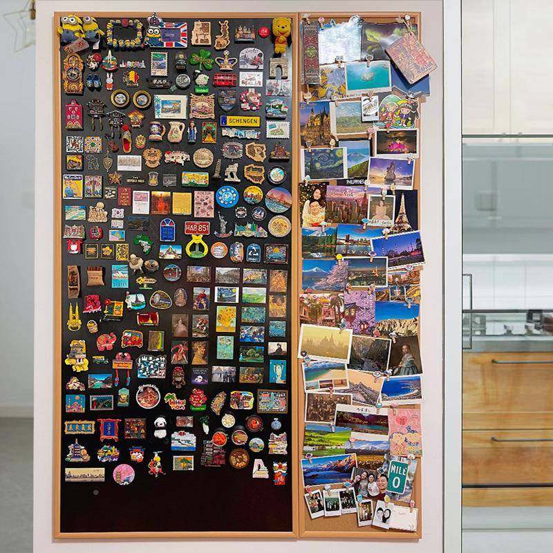 吸片磁黑板墙冰箱多贴木展示板家用照墙挂墙磁性OWQ大黑板软板组