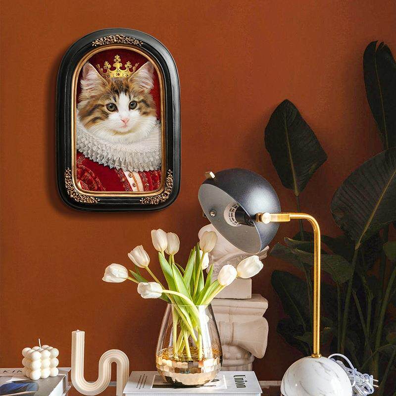 树脂相框法式宫廷古装饰画小典众艺术咪肖猫像童房床头儿卧493室