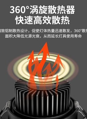 黑色小山丘射灯led天花灯嵌入式家用客厅吊顶开孔7.5cm75mm8公分