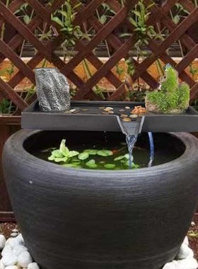 陶瓷鱼缸过滤器创意循环流水器摆件配件庭院假山喷泉循环流水器