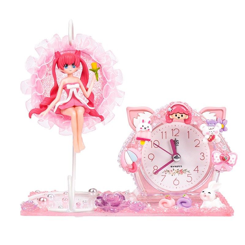 儿童diy甜心小闹钟制作材料包 创意手工奶油胶卡通时钟女孩