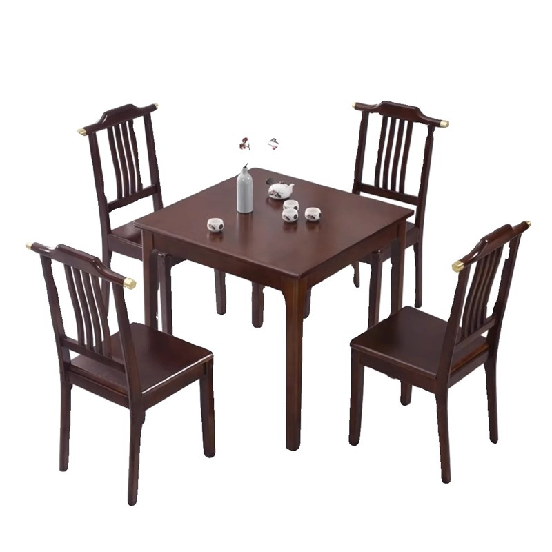 全实木餐桌小户型正方形家用现代中式小方桌休闲棋牌桌茶桌吃饭桌