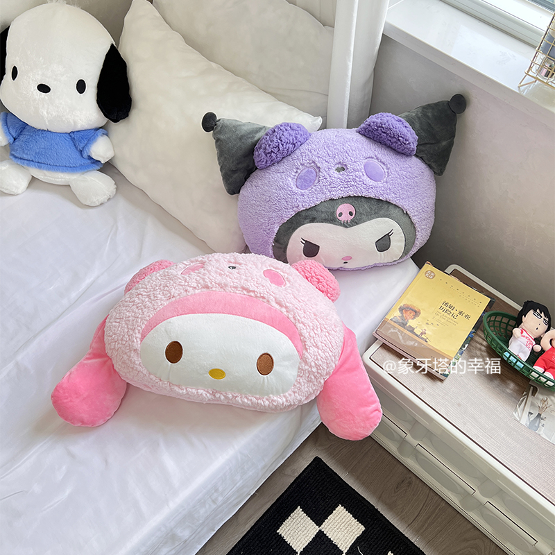 少女可爱卡通恶魔美乐蒂羊羔绒抱枕办公午睡空调毯车载毛毯二合一