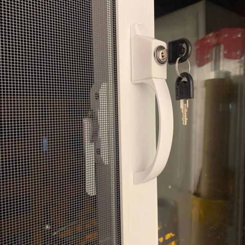 移门三推防盗拉手锁推拉插杆锁栓插销锁带锁纱门窗户金刚网纱窗锁