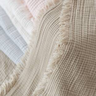 Blanket全棉四层纱布毯子 柔软透气纱布盖毯流苏沙发毯午休毛巾被