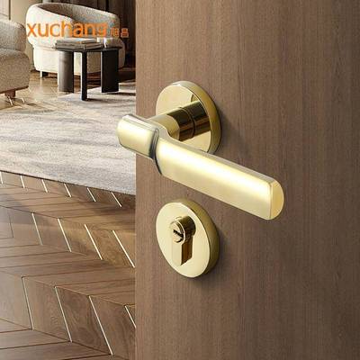 法式家轻奢金色合金卧室门把手音室内卧室房门OGM锁具用静锌木门