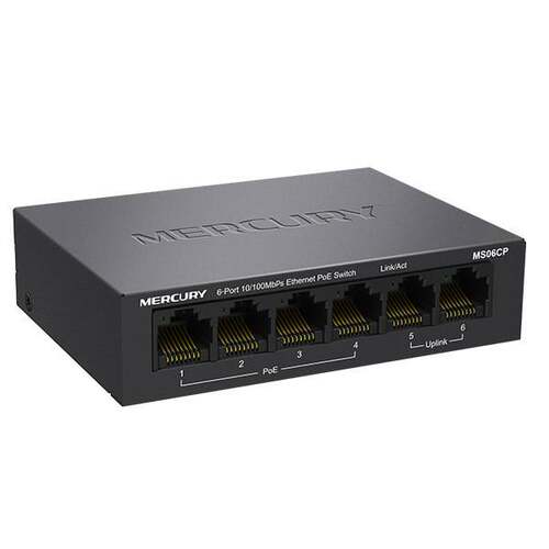 水星MS06CP 6口百兆PoE交换机4+2poe交换机监控交换机48Vpoe供电