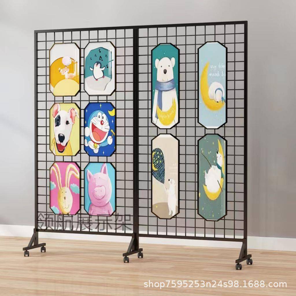 折叠网格展架画展园室幼儿作品展示可示123456移动摆摊专画用美术