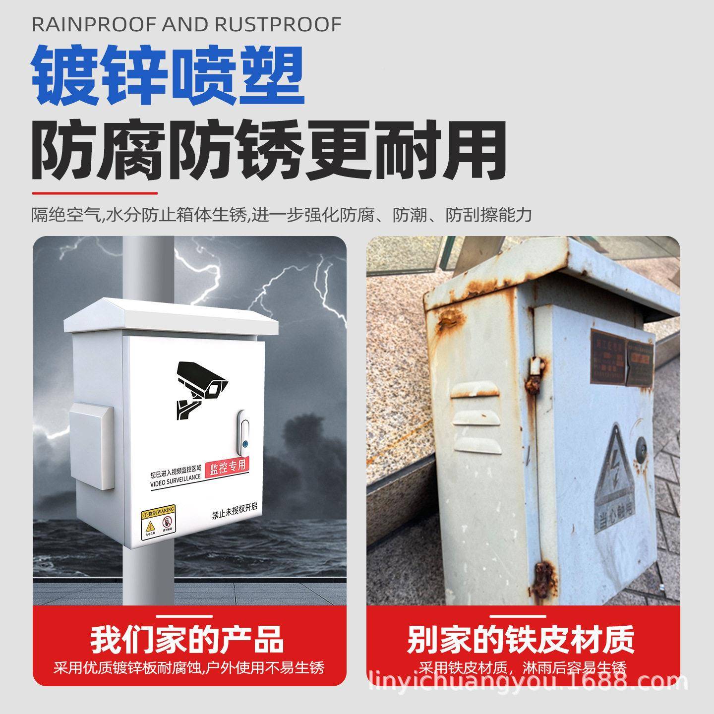 杆户室外防雨监盒控箱抱网络挂墙款25弱电箱外防水防雷电箱接线配