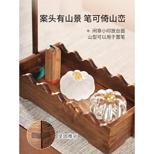 实木毛笔笔架古风挂架文房书法收纳置物架文昌毛笔架笔挂