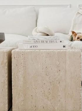 LA10黄洞石雕塑台大理石户469视电柜装饰客厅底座落地大理石墩入