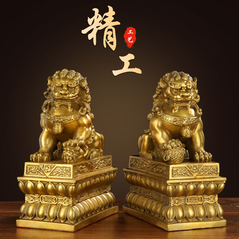 铜狮子摆件铜宫门狮一对北京狮子家居开业工艺品厂家批