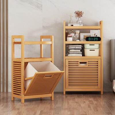 简易脏家用衣篓置物架多层收纳间柜落地架储物卫生浴室杂物摆KZQ